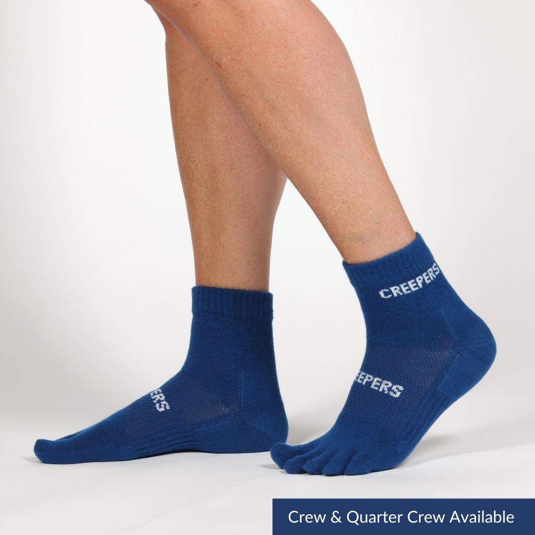 Blue toe socks colored Creepers merino woo